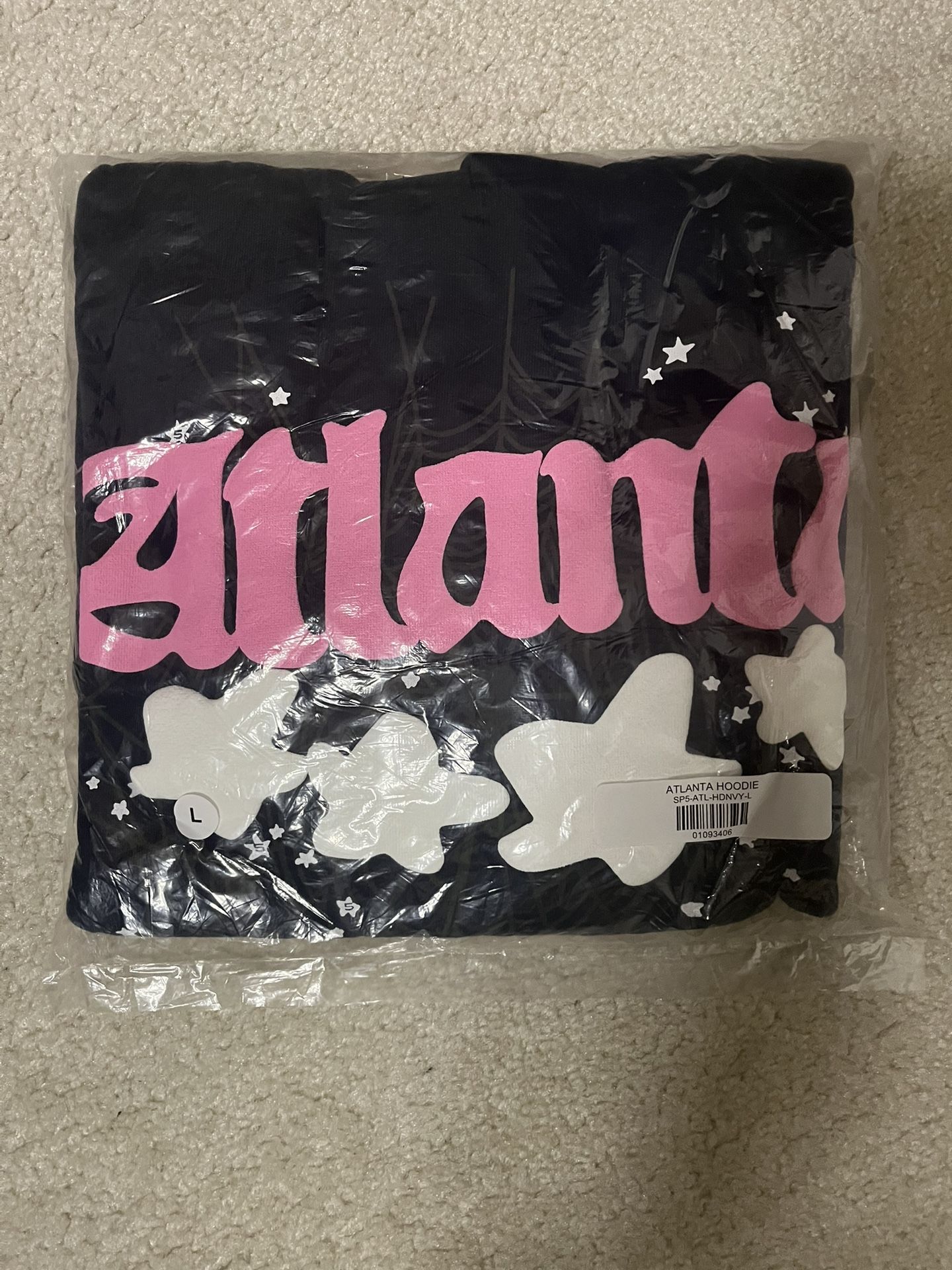 Brand New Navy Blue/pink Atlanta Sp5der Hoodie Size Large