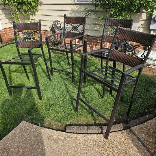 Wrought Iron And Wicker Bistro Patio Chairs