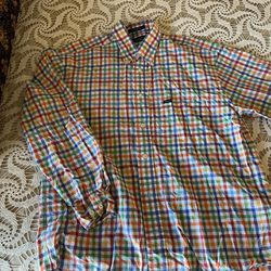 Faconnable Men's Multicolor Plaid Button Down Long Sleeve Casual Shirt Size L