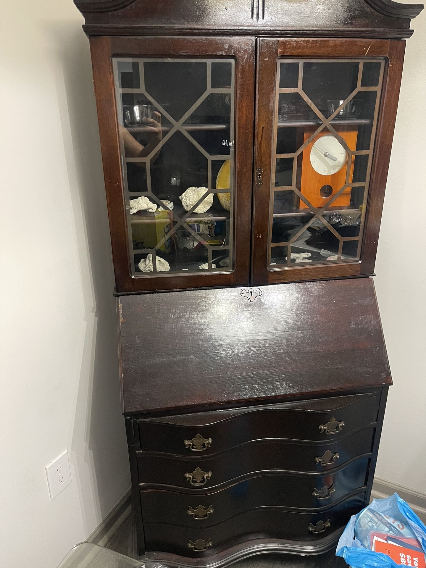 Vintage Wooden Secretary Desk