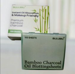 🌿 Bamboo Charcoal Oil Blotting Sheets - Puff and Mirror (100 Sheets)