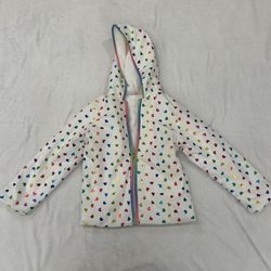 Girls Size 6 Rainbow Heart Rain Jacket. Never Worn!