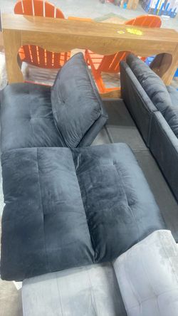 Black Velvet Tufted Sofa