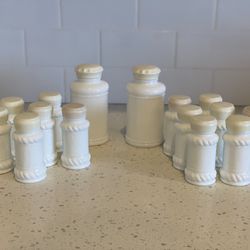 Antique Milk Glass Apothecary Jars 