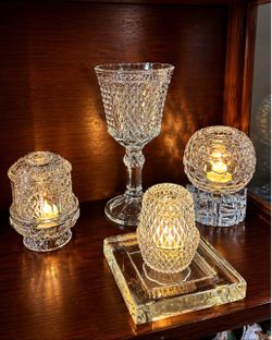 Indiana diamond point glass compote vase