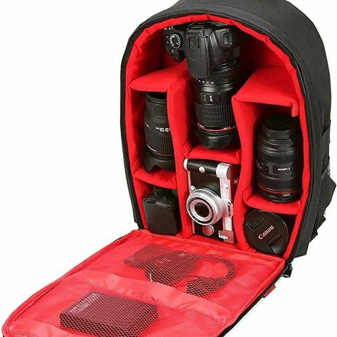 waterproof camera backpack new unopened Canon Nikon Sony fujifilm Panasonic Olympus tripod microphone lens