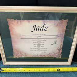 Framed “JADE” Name Definition 