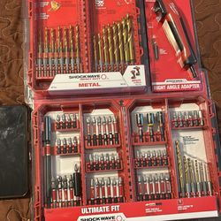 Milwaukee 60 pc bit set Milwaukee angle driver  Milwaukee 23 pc metal drill bit set