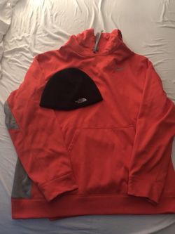 Orange Nike hooded sweatshirt size 2 XL and North face hat