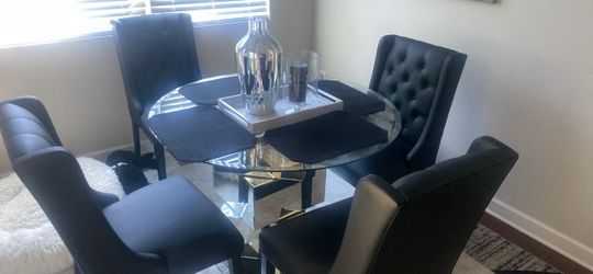 Haven 50" Glass Top And Mirrored Base Dining Table - 50" W x 50" D x 31.5" H
