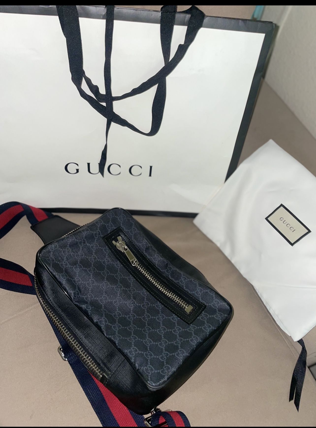 Gucci Black Sling Backpack Authentic Men Women