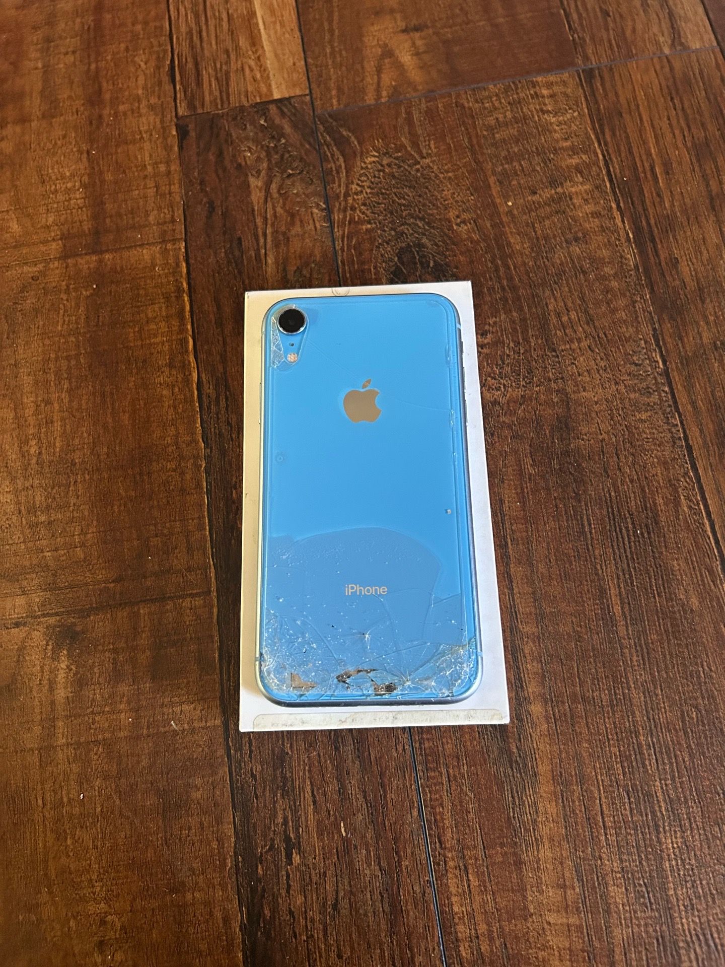 Unlocked Blue iPhone XR 64GB – Cracked Back – Works Great