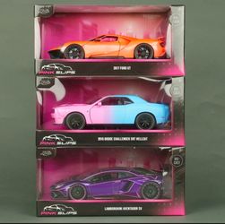 Jada Pink Slips Ford GT Lamborghini Aventador Dodge SRT Hellcat 1:24 Car New Set
