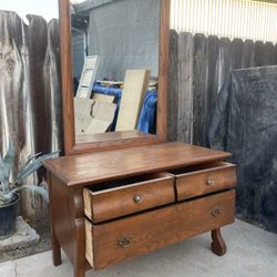 Vintage Dresser With Mirror 