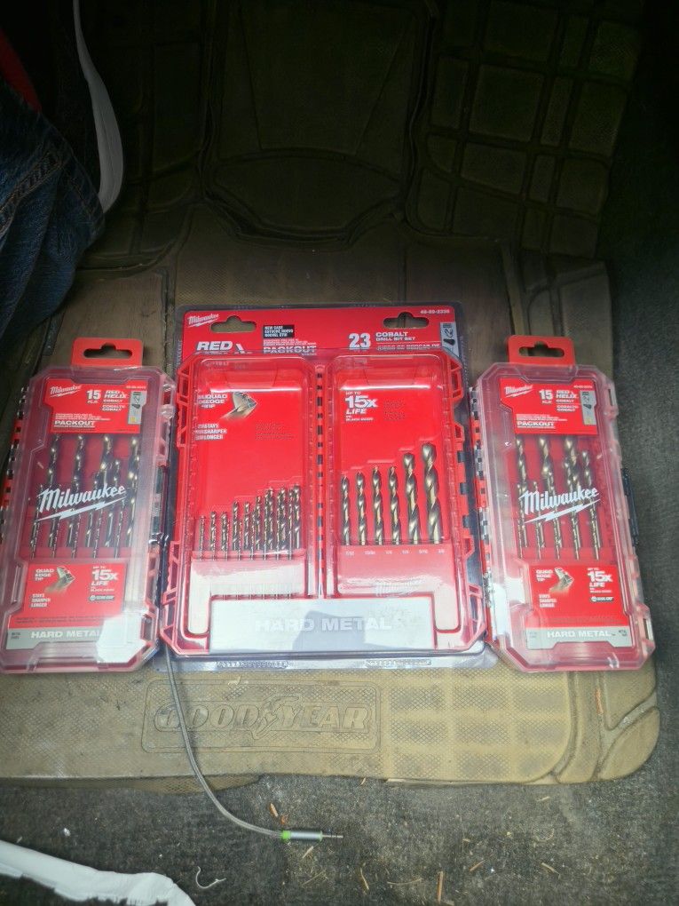 New Milwaukee Red Helix Cobalt Drill Bits And One  Diablo Metal DEMON 15 Piece Drill Bit Set