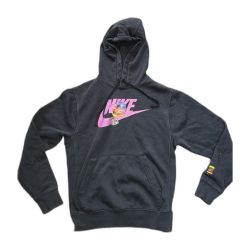 Nike Sportswear Pullover Hoodie Black Pink Swoosh Graphic Fleece Small Egypt