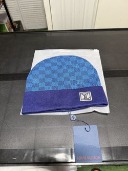 Blue Damier Knit Beanie — Winter 2025 Style