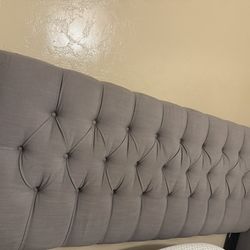 California King Gray Tufted Headboard
