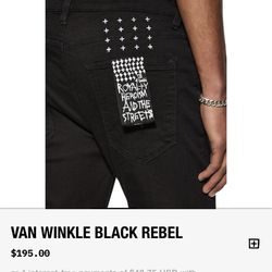 Ksubi Van Winkle Black Rebel Size 34 NWT Pants Jeans 