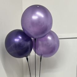 Weatherproof Reusable Balloon Triple Cluster Pole Kit - Helium Free Plastic Outdoor Balloons - Purple