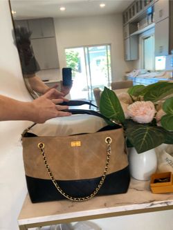✨New Stunning Suede Leather Quilted Design er Handbag Purse Large 14 X 10