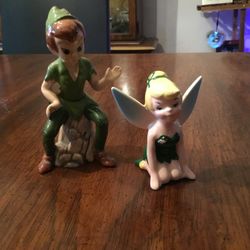 Disney, Peter Pan, And Tinker Bell Ceramic Figures
