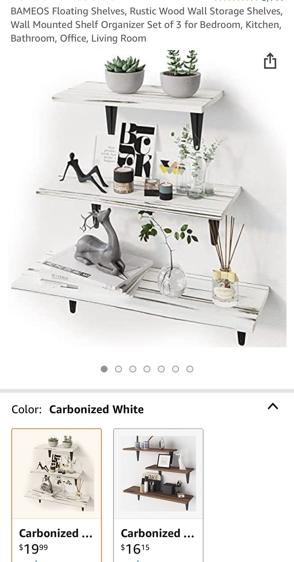 【BRAND NEW】Floating Shelves, Rustic Wood Wall Storage Shelves, Wall Mounted Shelf Organizer Set of 3 for Living Room, Bedroom, Bathroom, Office, Kitch