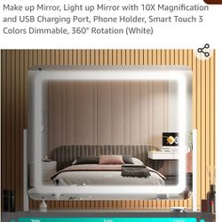 Hasipu Vanity Mirror with Lights, 24.2" x 18.9" LED Make up Mirror, Light