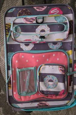 Kids Donut Print Rolling Carry-On Luggage