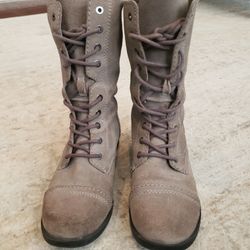 Aldo Taupe Suede Combat Boots Women's Size 6