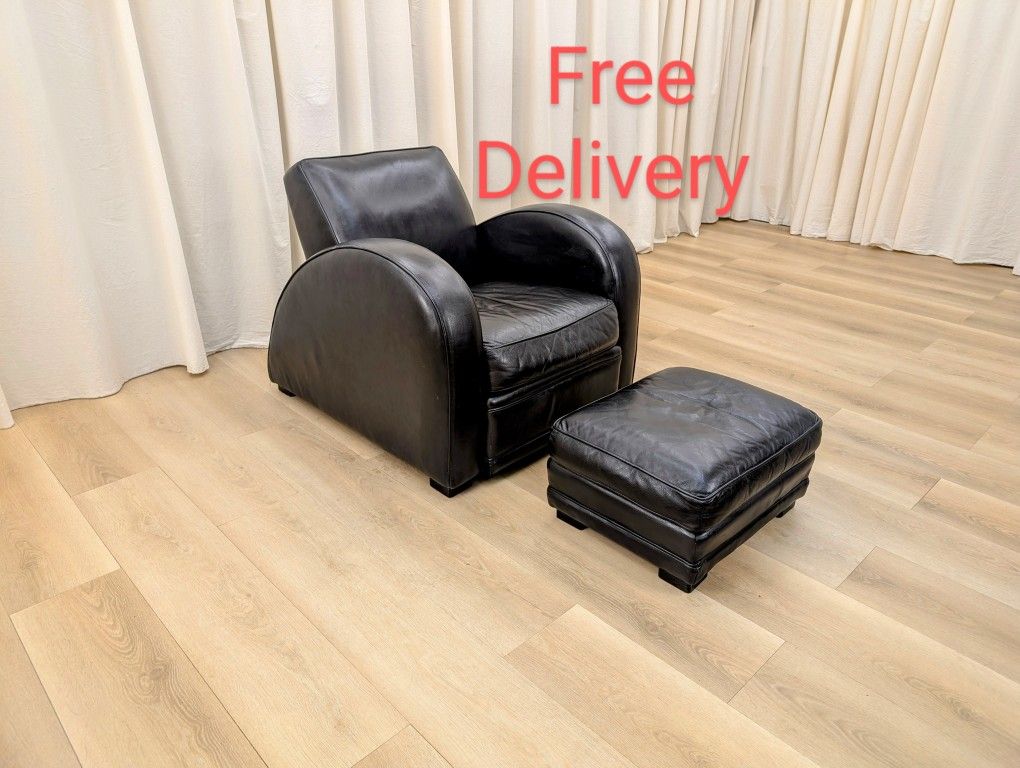 Room and Board Roadster Leather Chair and Ottoman Free Delivery