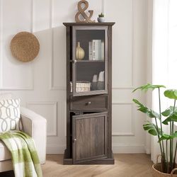 Tall Storage Cabinet with Glass Door