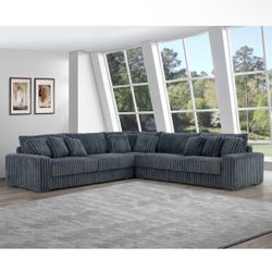 Dark Grey Corduroy Sectional With Pillows Brand New In Box Firm Price $1,199
