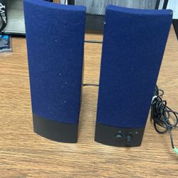 Vintage Dell AX210 Computer Speakers – Blue Fabric