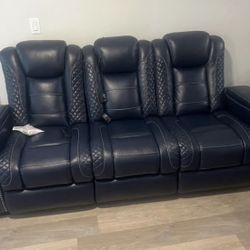 SOFA RECLINER - LEATHER - DROP DOWN CONSOLE