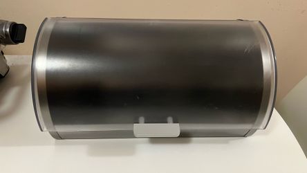 Roll Top Bread Box - Stainless Steel with Frosted Lid