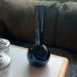 Amazing Handblown Blue Bud Flower Vase