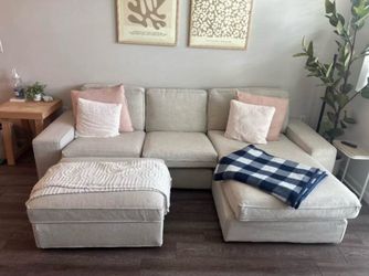 Couch with chaise & ottoman