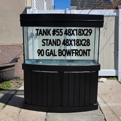90 Gal Bowfront Fish Tank 