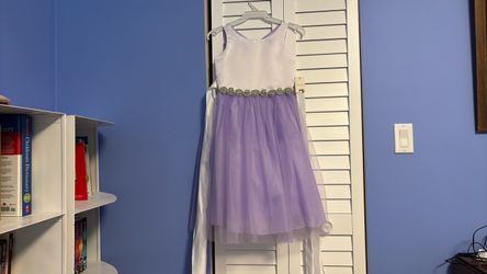 Girls Flower Girl Dress White and Lavender