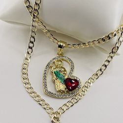 San Judas Y Cadena Oro Laminado 14k/San Judas And 14k Gold Plated Chain 