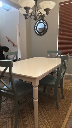 Wooden Table & 4 Chairs Dining Room Set