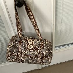 Vera Bradley Brown and Cream Crossbody Bag with Paisley Print