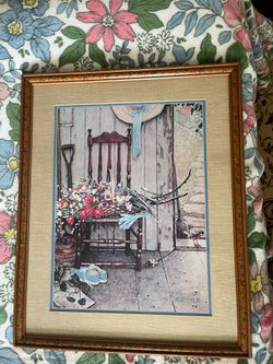 1969 Norman Rockwell "Spring Flowers" Framed Lithography