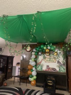 Jungle Theme Birthday Banner And Ballon Arch With Animal Figures