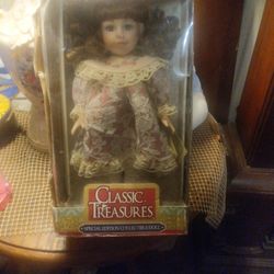 Vintage Doll Still In Box, Porcelain 