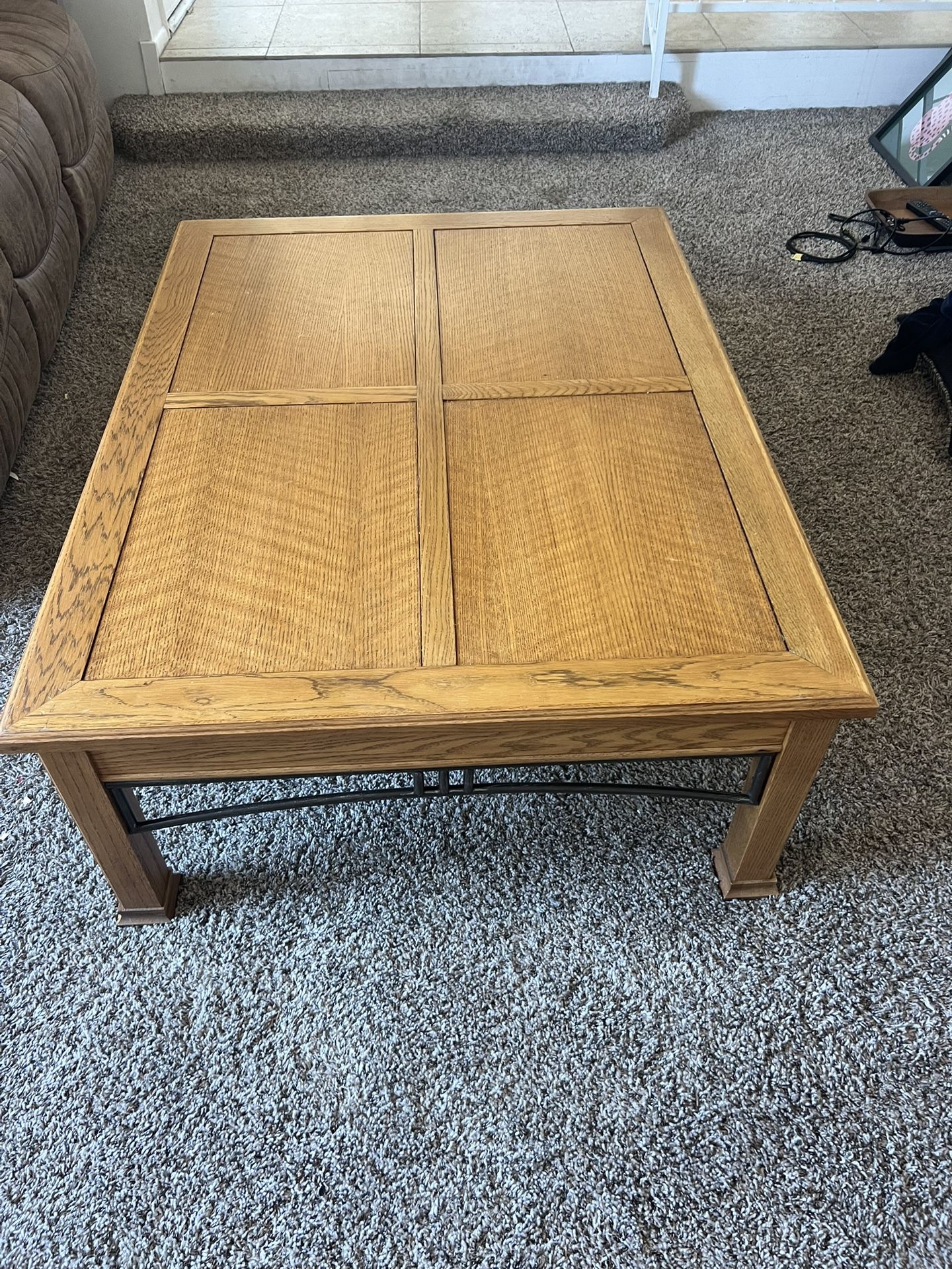 Coffee Table With Night Stands Desk - All Oak