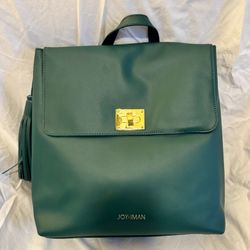 New JOY & IMAN Teal Green  and Taupe Leather Backpacks with Tags