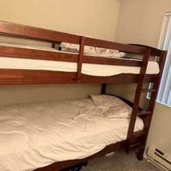 Solid Wood Bunk Bed + Mattresses -$200 (moving Sale)