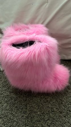 furry pink boots
